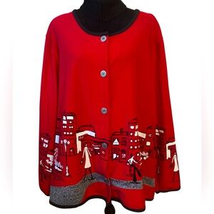 Vintage Koret Cityscape Cardigan Sweater, 3xl